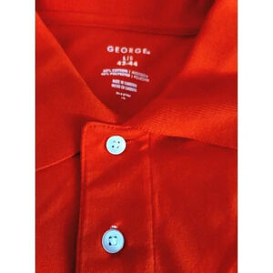 George Mens Regular Size L Orange/coral Short Sleeve Polo Shirt Cotton Blend